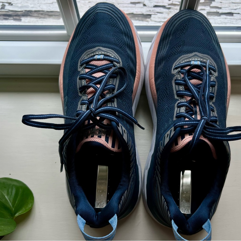 Hoka One One Navy and Coral Running Shoes